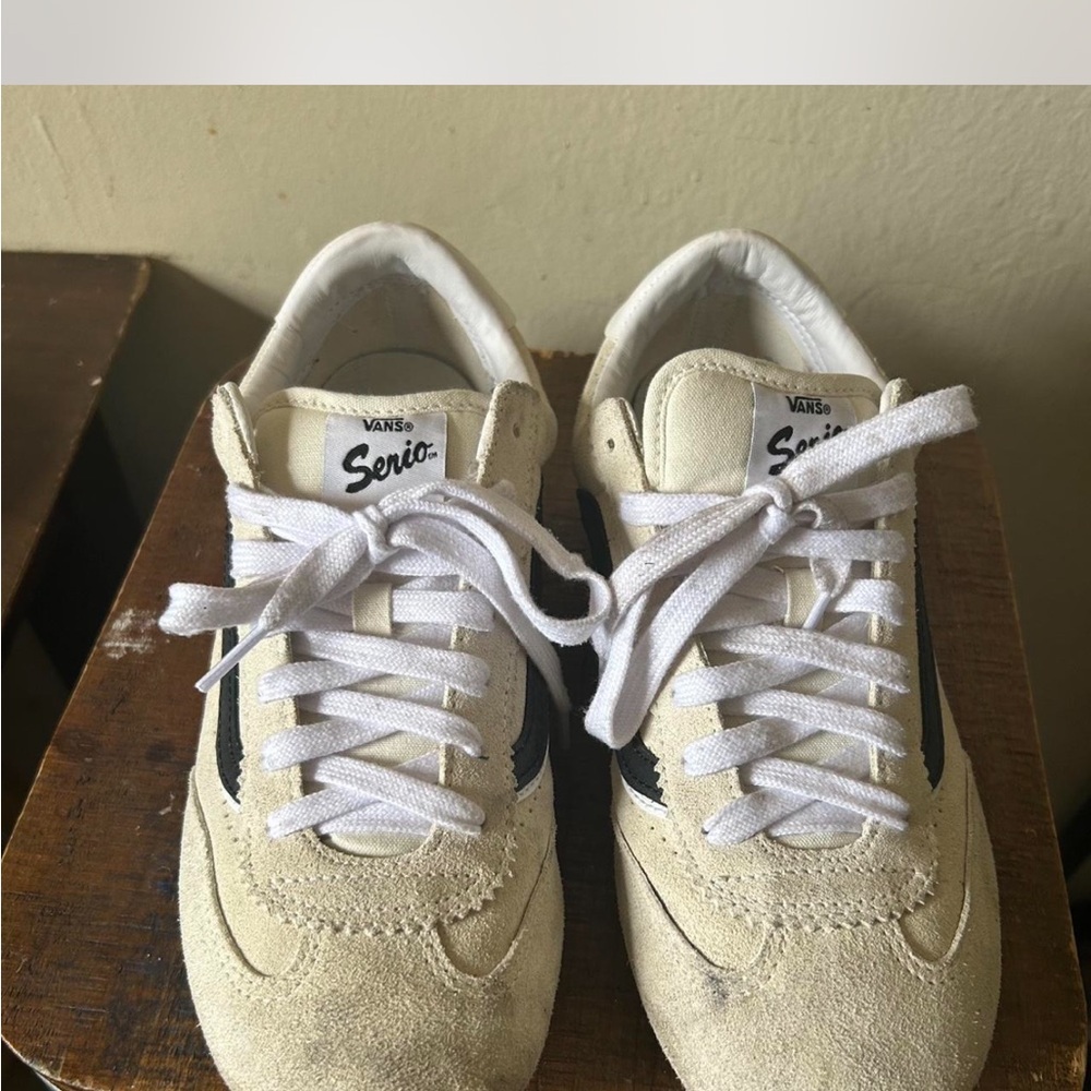 Vans White and Black Suede Sneakers
